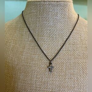 Sweet 1928 white stone cross necklace